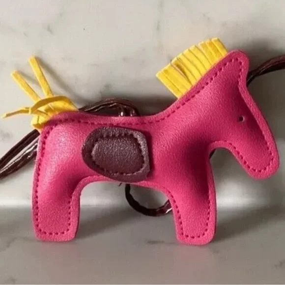 Handbag Accessories Charm , Horse, and Pink Cream Green Scarf. - Picture 3 of 5
